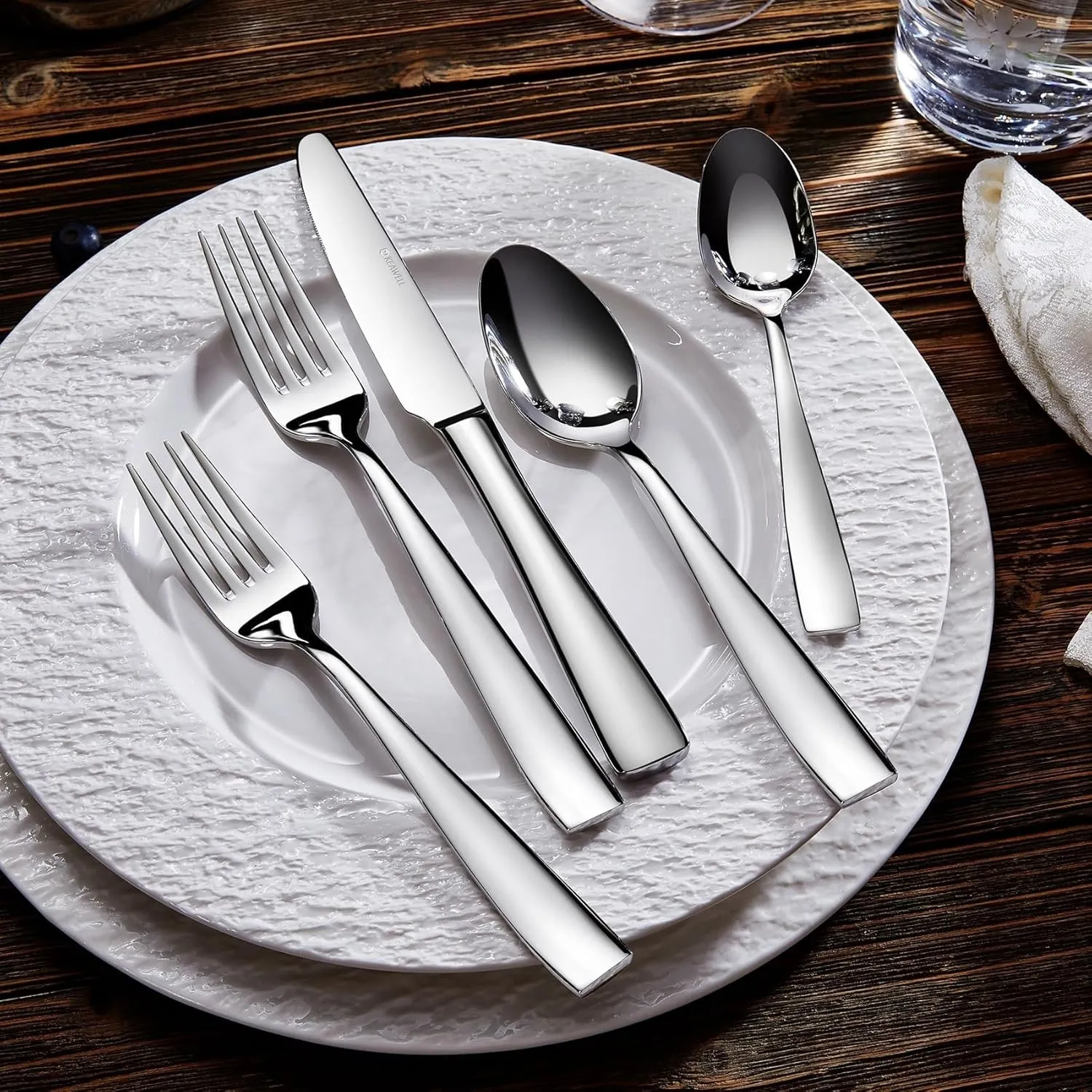 KEAWELL Premium 20/45/65 Piece Louis Silverware Set, 18/10 Stainless Steel, Service for 4/8/12, Fine Flatware Set, Dishwasher Safe (45)
