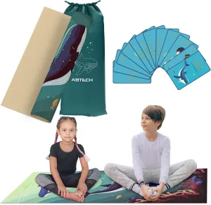 Kids Yoga Mat Set for Boys & Girls - Doll, Unicorn, Mermaid, Panda, Dinosaur and UnderWater - Chemical Free - Non-Toxic - Non-Slip - 60 X 24 X 0.2 Inches - w/ 12 Yoga Cards - Cute Carrier Bag - Ages 3-12