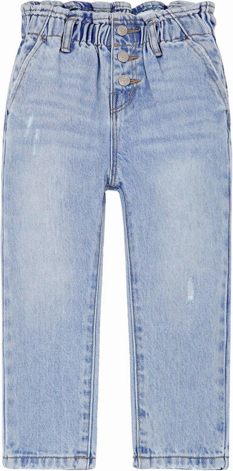 KIDSCOOL SPACE Baby Girls Jeans,Toddler Boy Elastic Waist with D-Ring Square-Shaped Pockets Straight Leg Denim Pants