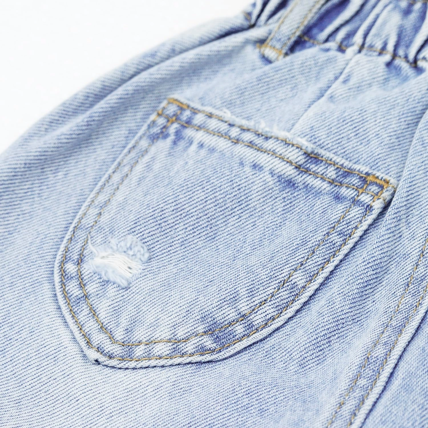 KIDSCOOL SPACE Baby Girls Jeans,Toddler Boy Elastic Waist with D-Ring Square-Shaped Pockets Straight Leg Denim Pants