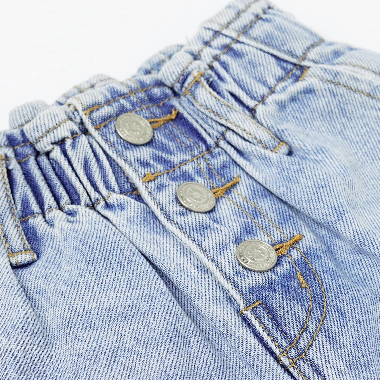 KIDSCOOL SPACE Baby Girls Jeans,Toddler Boy Elastic Waist with D-Ring Square-Shaped Pockets Straight Leg Denim Pants