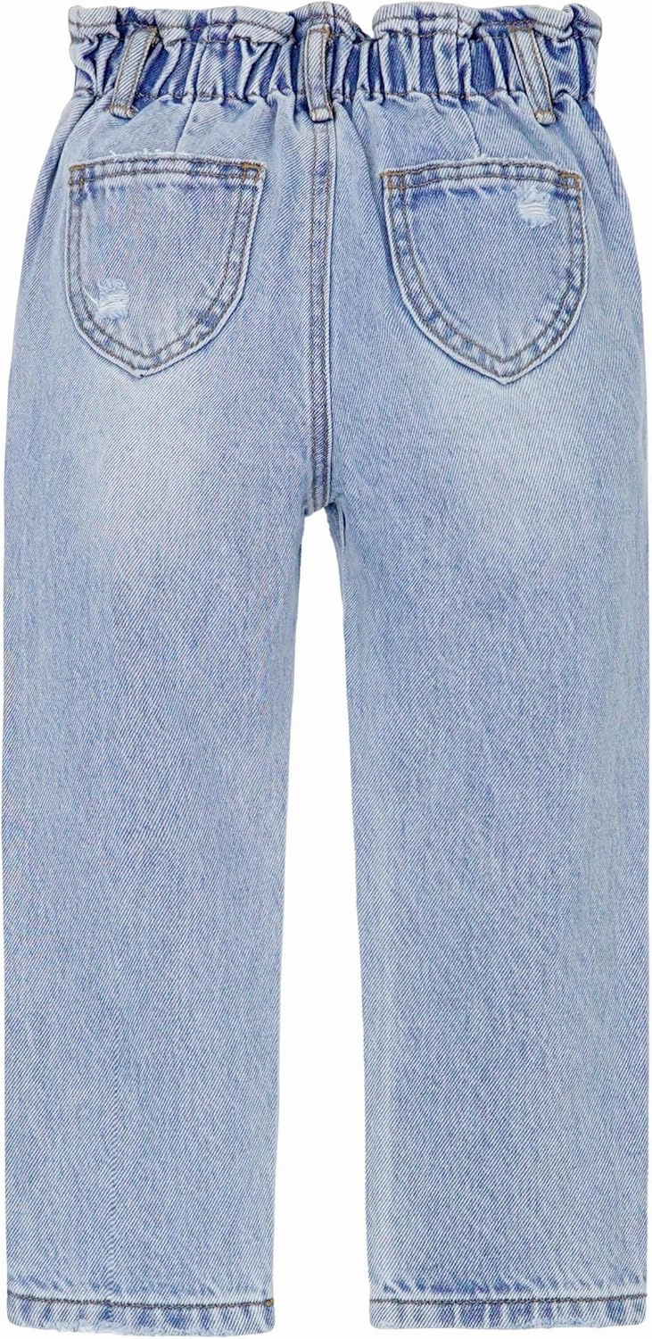 KIDSCOOL SPACE Baby Girls Jeans,Toddler Boy Elastic Waist with D-Ring Square-Shaped Pockets Straight Leg Denim Pants