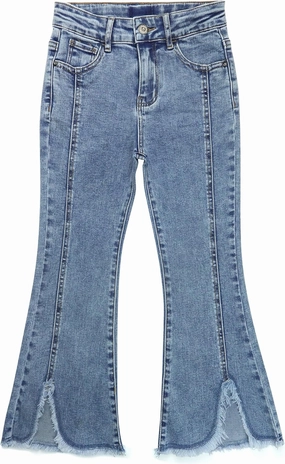 KIDSCOOL SPACE Girls Flared Denim Pants, 18M-14T Wide Age Ranges Elastic Waistband Inside Stretchy Slim Jeans
