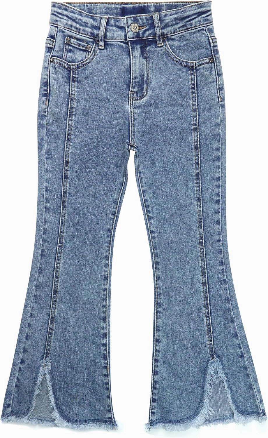 KIDSCOOL SPACE Girls Flared Denim Pants, 18M-14T Wide Age Ranges Elastic Waistband Inside Stretchy Slim Jeans