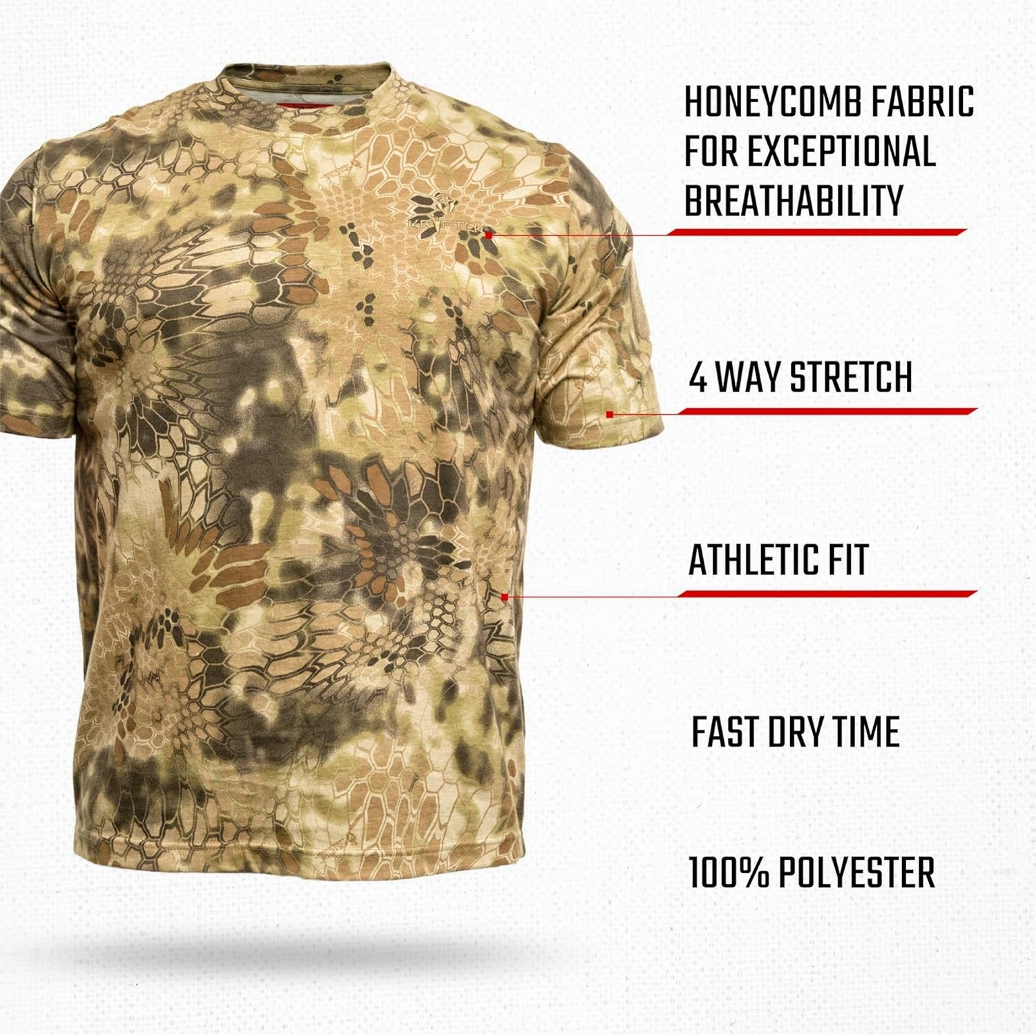 Kryptek Men's Hyperion Short Sleeve, Lightweight, Breathable, Stealthy Camo Hunting and Fishing Shirt