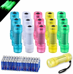 KunHe 15 Pack Glow in Dark Flashlights Mini Flashlight for Kids Bulk Flashlights with Batteries Included for Teaching Kids Birthday Party Christmas Gifts Stocking Stuffers