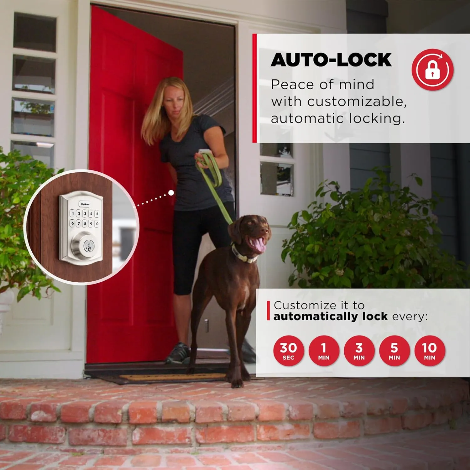 Kwikset HomeConnect 620 Z-Wave Long Range Enabled Keypad Smart Lock with Convenient Keyless Entry, Customizable User Codes, S2 Security and SmartStart Provisioning Satin Nickel Traditional