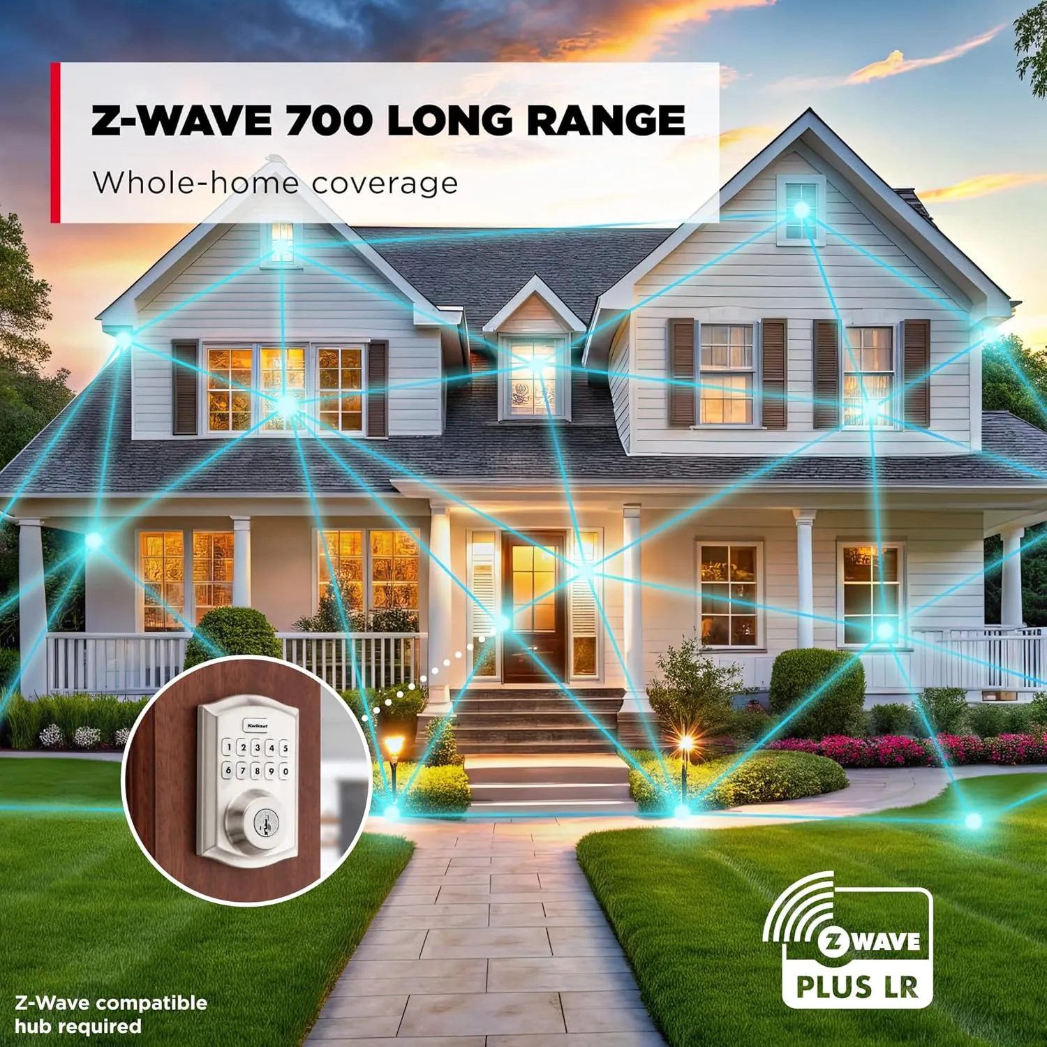 Kwikset HomeConnect 620 Z-Wave Long Range Enabled Keypad Smart Lock with Convenient Keyless Entry, Customizable User Codes, S2 Security and SmartStart Provisioning Satin Nickel Traditional