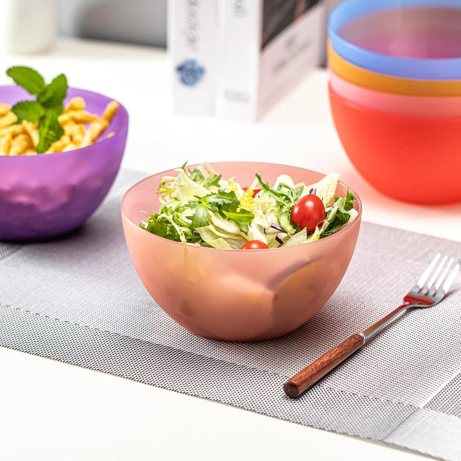 KX-WARE Plastic Bowls set of 12 - Unbreakable and Reusable 32oz/6 inch Plastic Cereal/Soup/Salad Bowls in 6 Assorted Color | Dishwasher Safe, BPA Free
