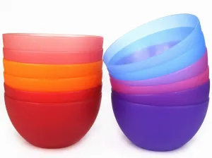 KX-WARE Plastic Bowls set of 12 - Unbreakable and Reusable 32oz/6 inch Plastic Cereal/Soup/Salad Bowls in 6 Assorted Color | Dishwasher Safe, BPA Free