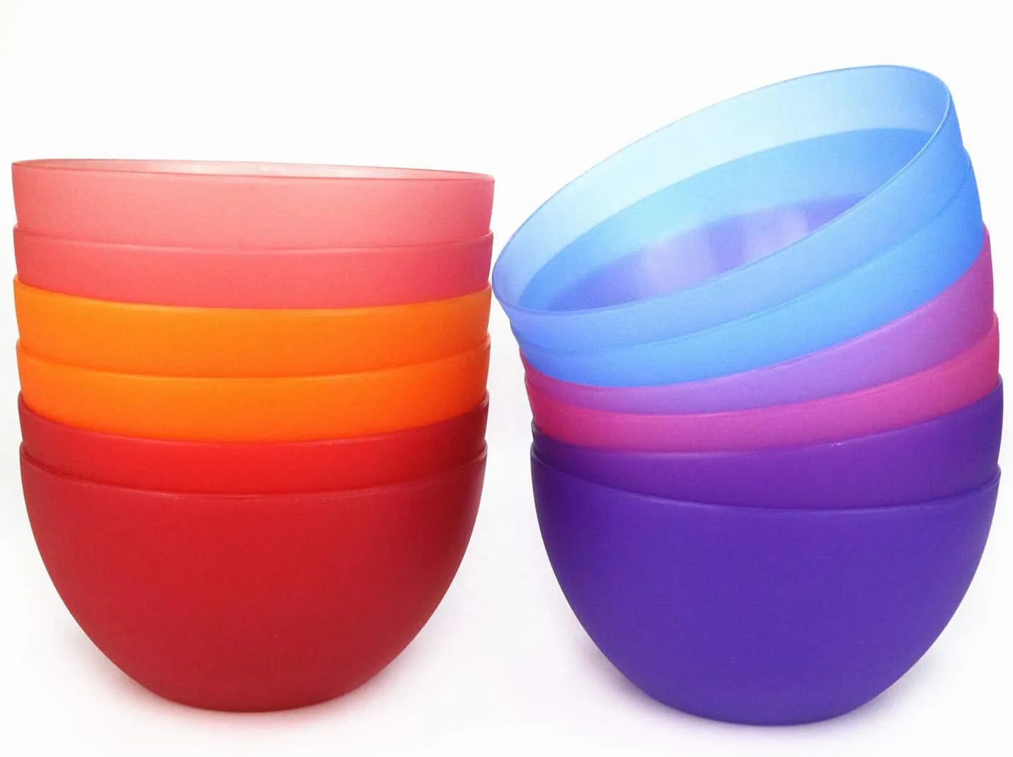 KX-WARE Plastic Bowls set of 12 - Unbreakable and Reusable 32oz/6 inch Plastic Cereal/Soup/Salad Bowls in 6 Assorted Color | Dishwasher Safe, BPA Free