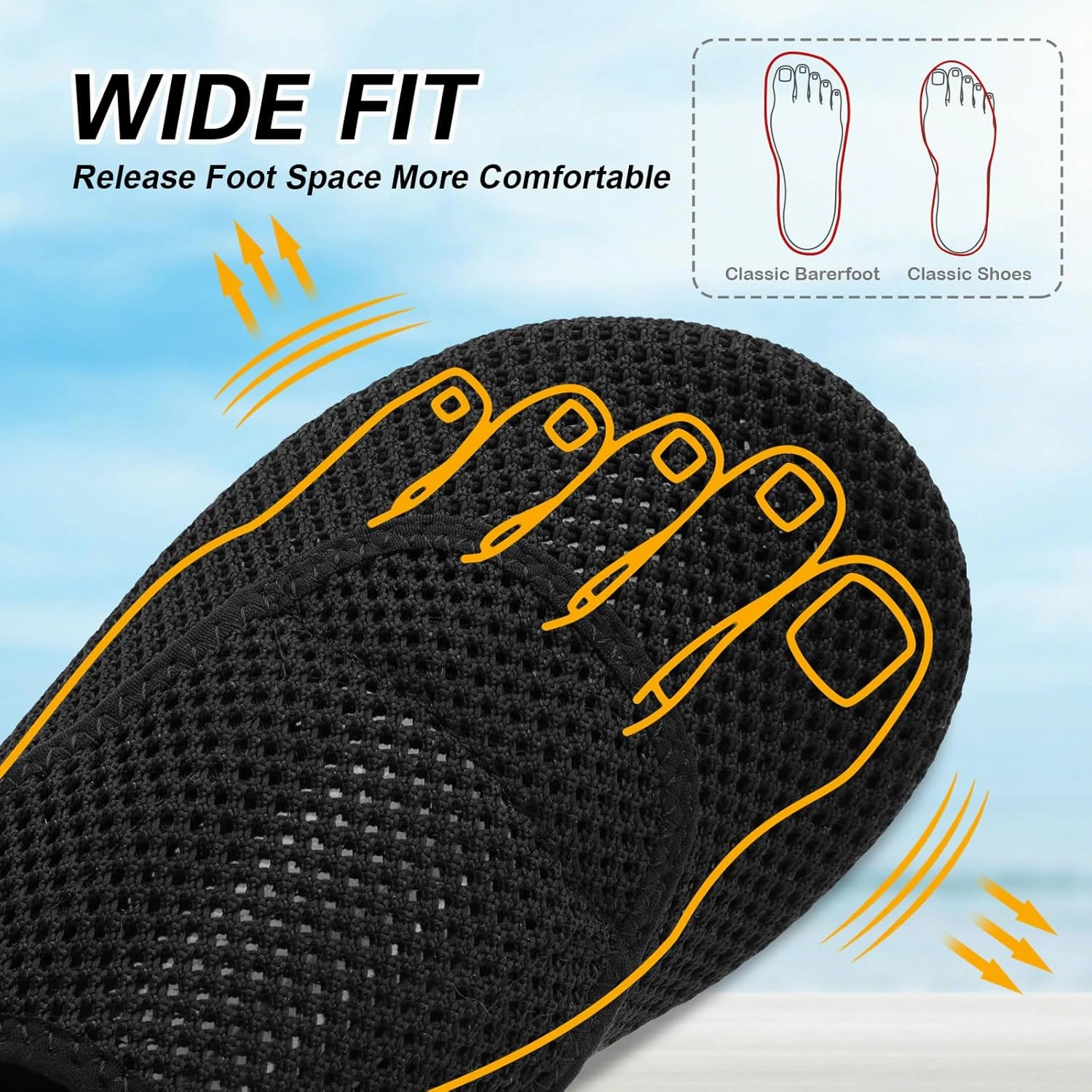 L-RUN Womens Mens Water Shoes Wide Toe Barefoot Swim Shoes for Beach Pool Sand Yoga Quick Dry Adluts Aqua Sock Non Slip