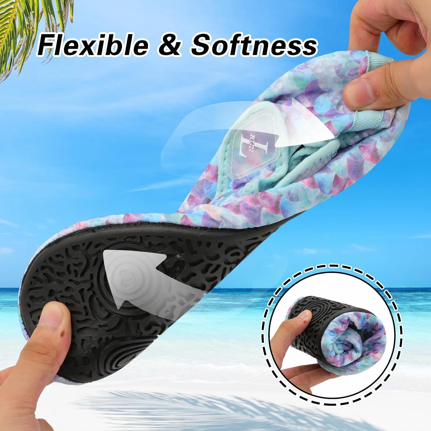 L-RUN Womens Mens Water Shoes Wide Toe Barefoot Swim Shoes for Beach Pool Sand Yoga Quick Dry Adluts Aqua Sock Non Slip
