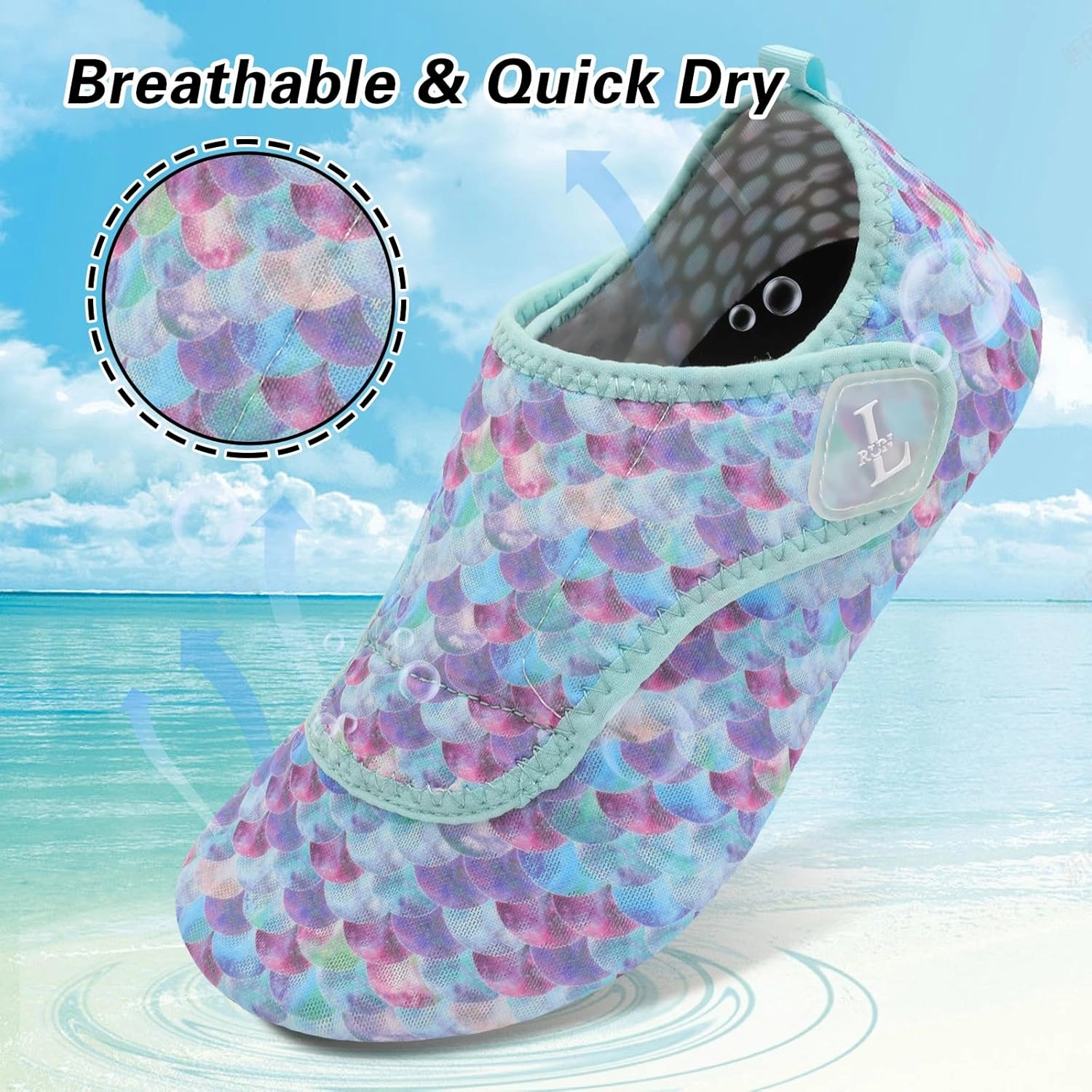 L-RUN Womens Mens Water Shoes Wide Toe Barefoot Swim Shoes for Beach Pool Sand Yoga Quick Dry Adluts Aqua Sock Non Slip