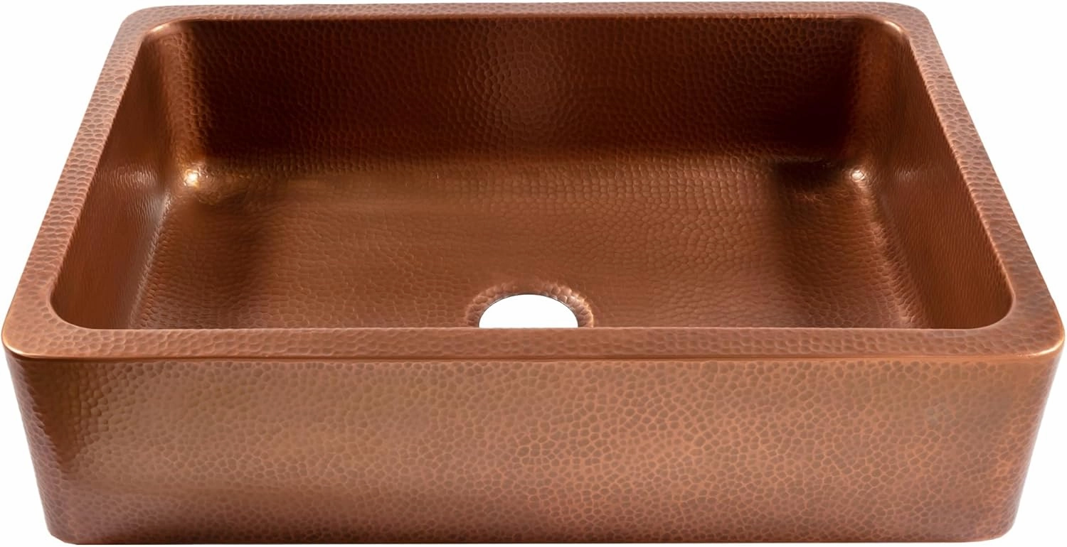Lange Copper 32" Farmhouse Apron Kitchen Sink and Care Kit, Single Bowl