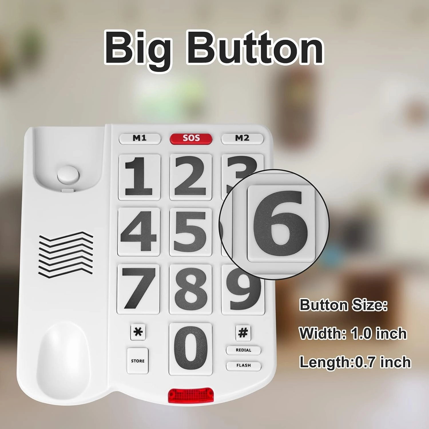 Large Key Wired Telephone, Adjustable Ringing Tone, and earpiece Volume, The earpiece can be Adjusted to Ultra-high Volume, which is Helpful for Those