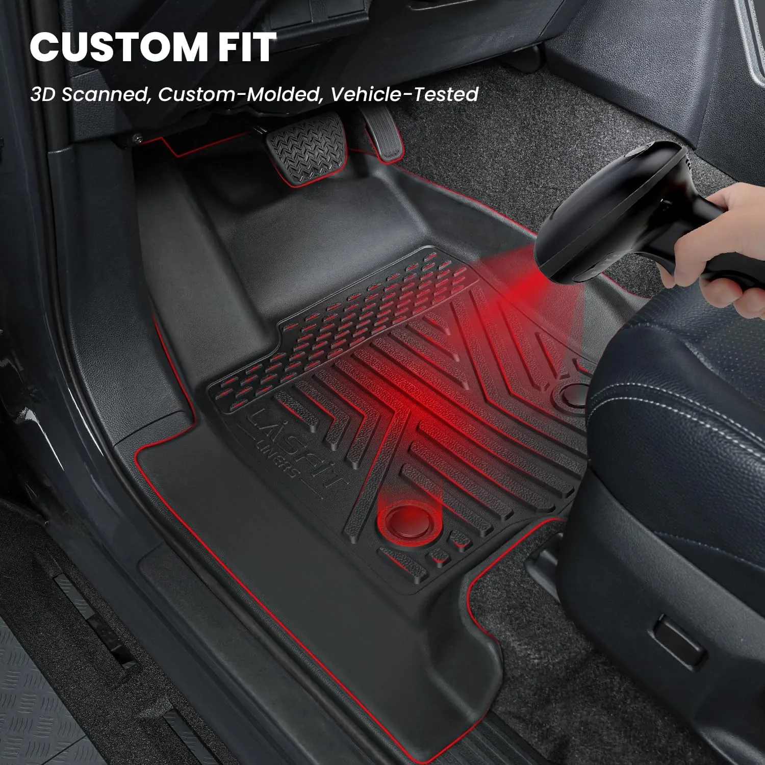 LASFIT Floor Mats for Toyota 4Runner 2025 5 Seats(Not fit Hybrid) wtih Trunk mat&backrest mat, All Weather TPE Custom Fit Floor Liner for 4 Runner SR5/TRD/Limited 6th gen Front&Rear Car Mats, Black