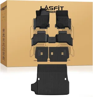 LASFIT Floor Mats for Toyota 4Runner 2025 5 Seats(Not fit Hybrid) wtih Trunk mat&backrest mat, All Weather TPE Custom Fit Floor Liner for 4 Runner SR5/TRD/Limited 6th gen Front&Rear Car Mats, Black