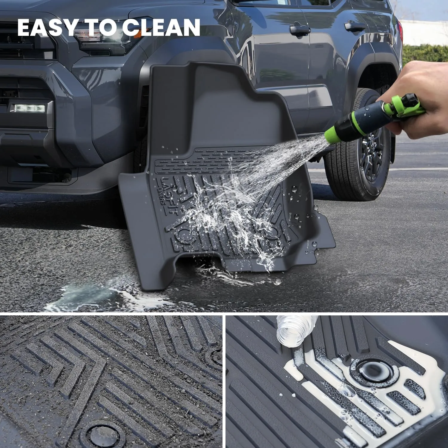 LASFIT Floor Mats for Toyota 4Runner 2025 5 Seats(Not fit Hybrid) wtih Trunk mat&backrest mat, All Weather TPE Custom Fit Floor Liner for 4 Runner SR5/TRD/Limited 6th gen Front&Rear Car Mats, Black