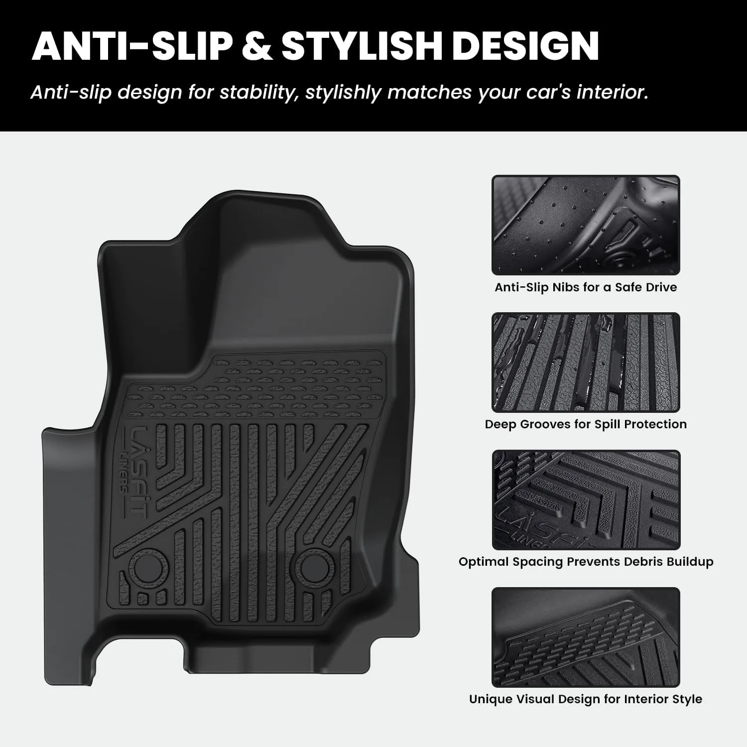 LASFIT Floor Mats for Toyota 4Runner 2025 5 Seats(Not fit Hybrid) wtih Trunk mat&backrest mat, All Weather TPE Custom Fit Floor Liner for 4 Runner SR5/TRD/Limited 6th gen Front&Rear Car Mats, Black
