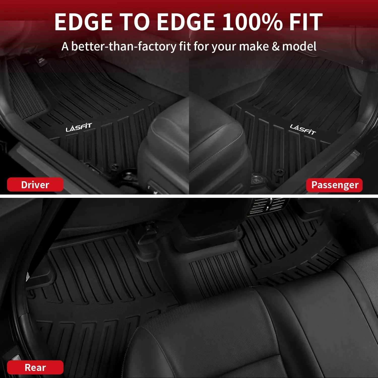 LASFIT Floor Mats for Toyota Camry 2017 2016 2015 LE/SE/XLE/XSE/Hybrid, Custom Fit TPE All Weather Floor Liners for Camry 2015-2017 1st & 2nd Row Car Mats, Black