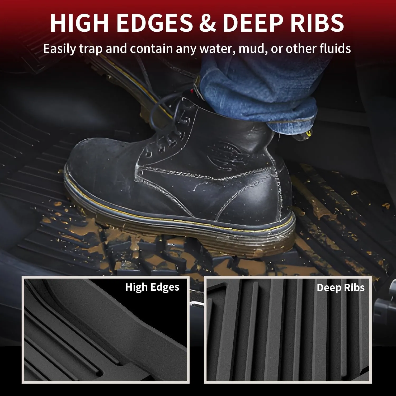 LASFIT Floor Mats for Toyota Camry 2017 2016 2015 LE/SE/XLE/XSE/Hybrid, Custom Fit TPE All Weather Floor Liners for Camry 2015-2017 1st & 2nd Row Car Mats, Black
