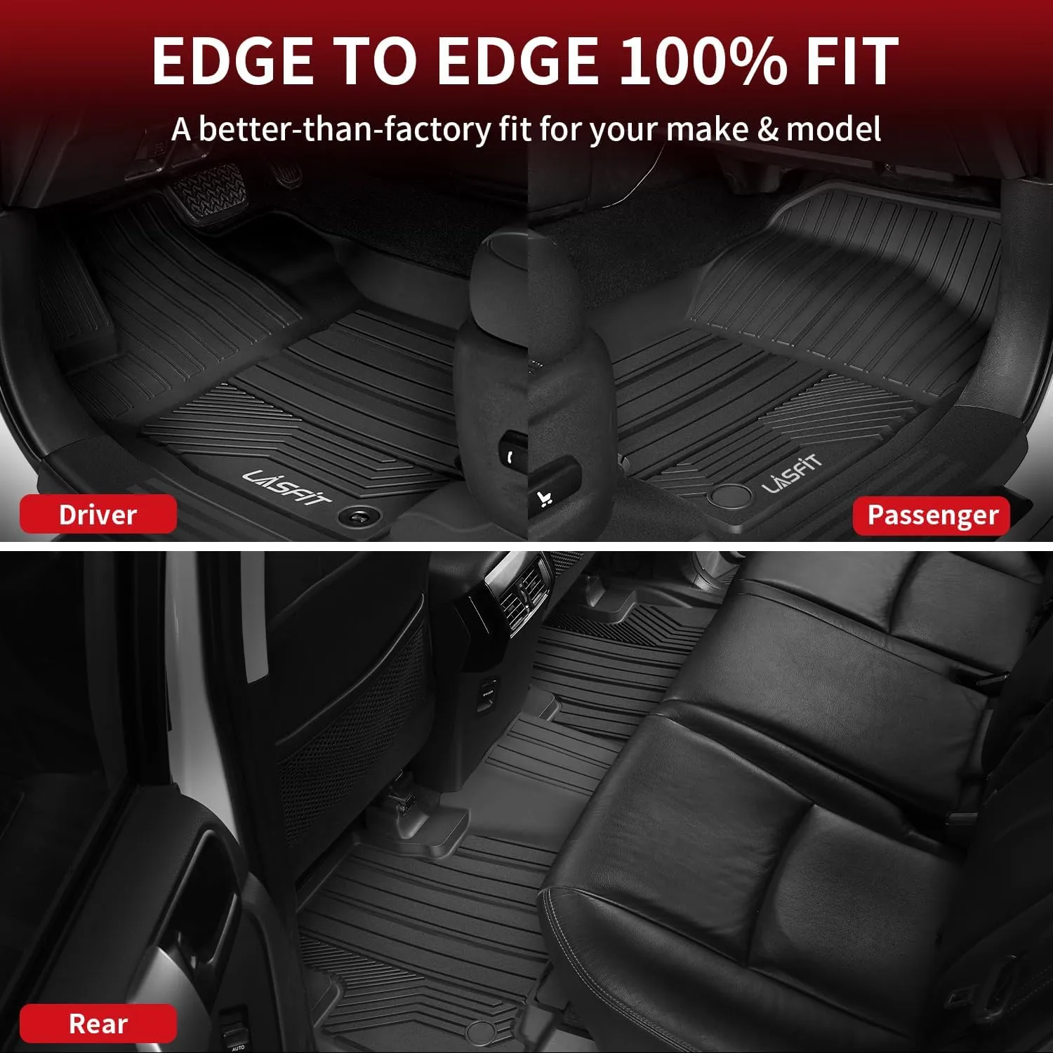 LASFIT Floor Mats&Trunk Mat for Toyota RAV4 2019-2025(Not Fit Hybrid) All Weather TPE Mats Custom Fit for Floor Liner for Toyota RAV 4 LE/XLE/Limited/TRD/Adventure Front and Rear 2 Row Car Mats,Black