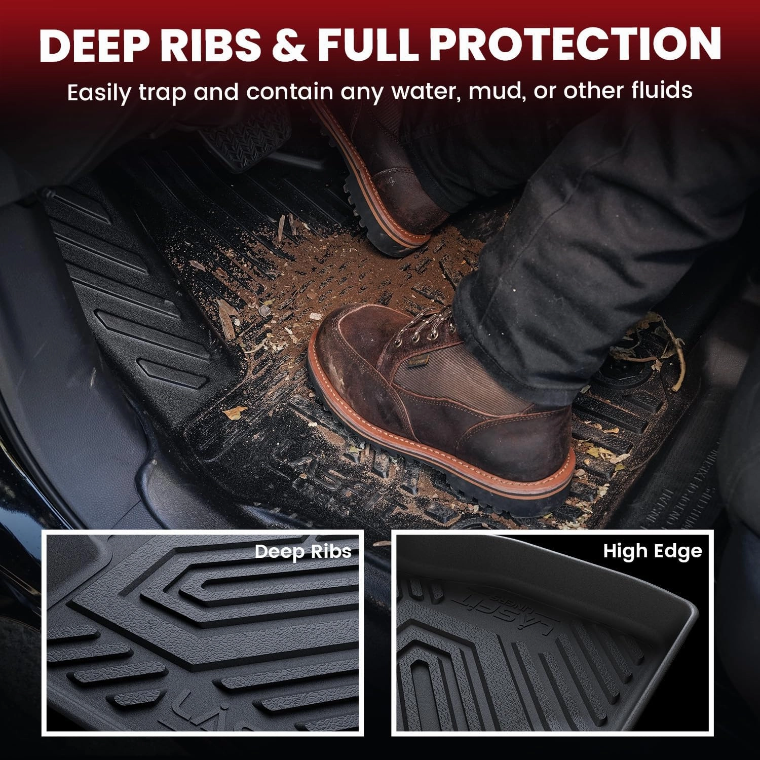 LASFIT Floor Mats & Cargo Mat for Nissan Pathfinder 2022-2025 Only Fit 8-Seater (Not fit 7 Seats), All Weather TPE Custom Fit Durable Floor Liners for Pathfinder sv/sl/Platinum Car Mats & Trunk Mats