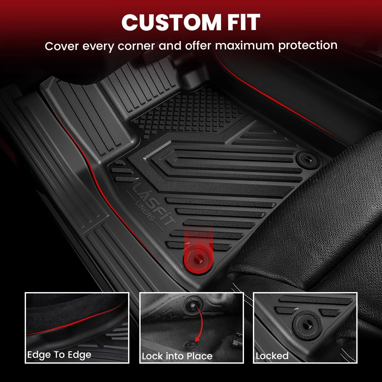LASFIT Floor Mats & Cargo Mat for Nissan Pathfinder 2022-2025 Only Fit 8-Seater (Not fit 7 Seats), All Weather TPE Custom Fit Durable Floor Liners for Pathfinder sv/sl/Platinum Car Mats & Trunk Mats