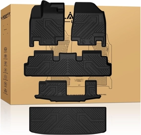 LASFIT Floor Mats & Cargo Mat for Nissan Pathfinder 2022-2025 Only Fit 8-Seater (Not fit 7 Seats), All Weather TPE Custom Fit Durable Floor Liners for Pathfinder sv/sl/Platinum Car Mats & Trunk Mats
