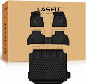 LASFIT Floor Mats&Trunk Mat Fit for BMW X5 2019-2024 2025 2026 40i/45e/50e/50i/M/M50i/M60i, All Weather TPE Custom Fit 1st&2nd Row Full Set Car Mats & Cargo Liner(Only for 5 Passengers), Black