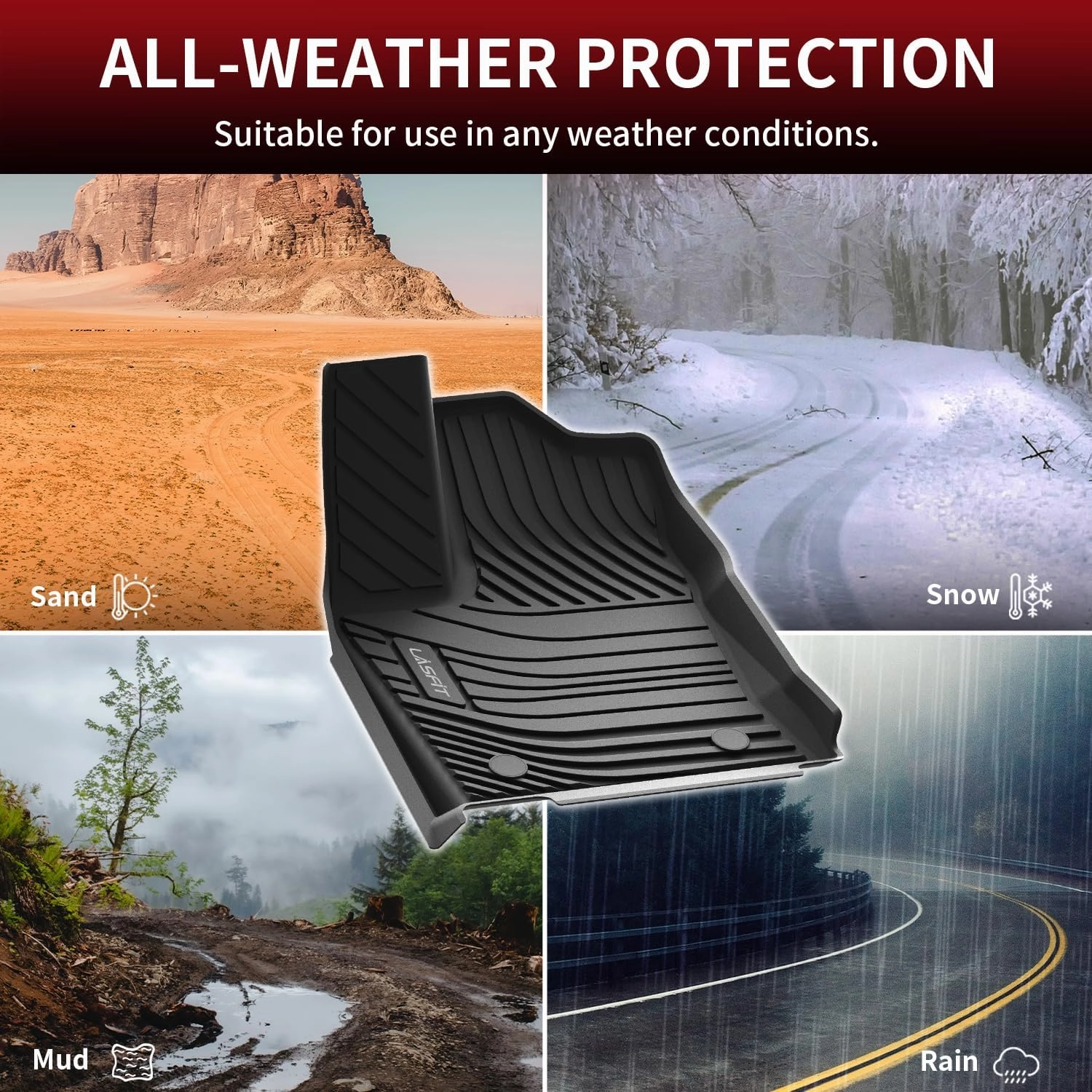 LASFIT Floor Mats for Toyota Tundra 2022-2024 2025 CrewMax Cab, All Weather Custom Fit TPE Floor Liners for Tundra SR/SR5/TRD PRO/Limited/Platinum/Castone Front&Rear 2 Row Car Mats, Black
