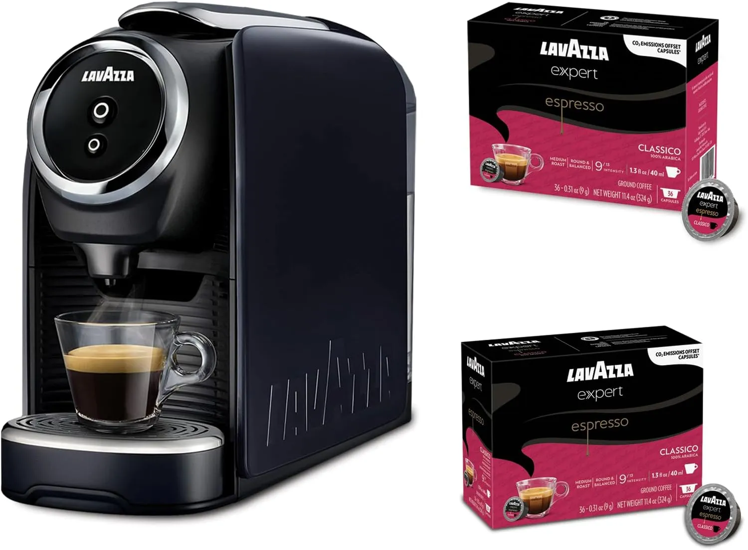 Lavazza Classy Mini Coffee Maker with Classico Capsules 72 count