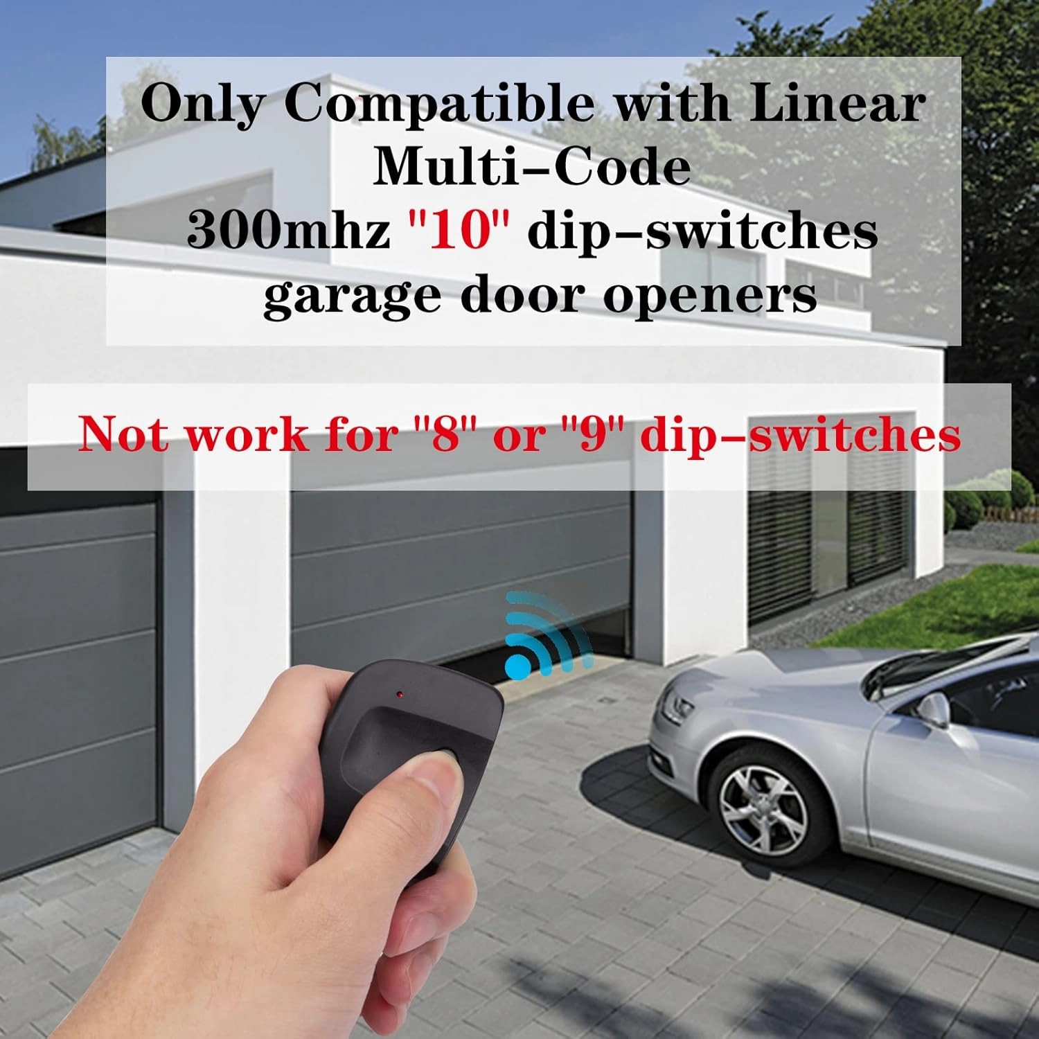 LAWOHO 4 Pack Garage Door Remote Compatible with Linear Multi-Code 3089 Replacement for 300mhz 3060, 3070, 4120 10 Dip-Switches