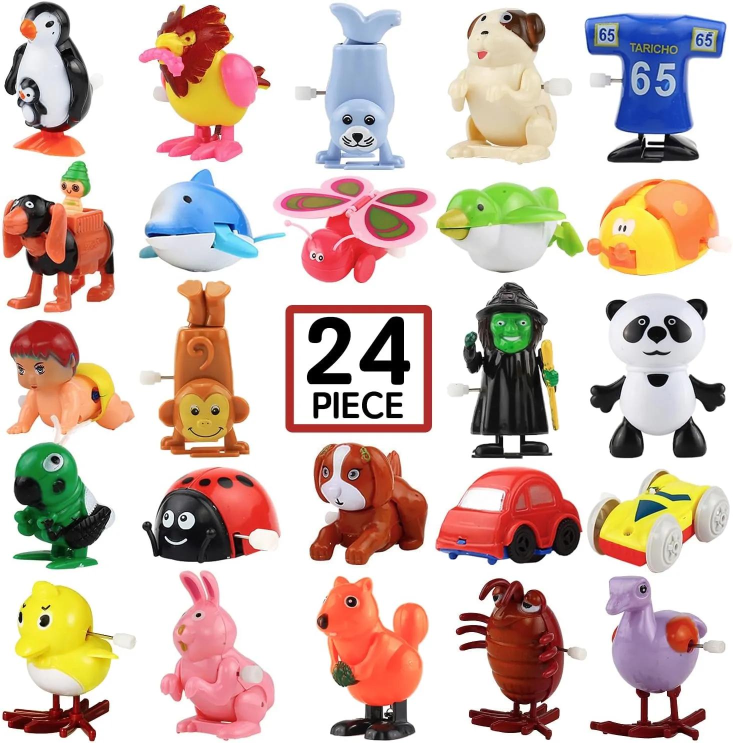 Laxdacee Wind-Up Toys, 24 Pack Assorted Mini Toy for Kid Party Favors, Pinata Goody Bag Filler Stocking Stuffers for Boy Girl Children, Birthday Gifts Carnival Small Prizes Classroom Incentive Reward