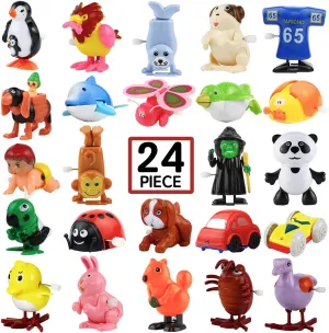 Laxdacee Wind-Up Toys, 24 Pack Assorted Mini Toy for Kid Party Favors, Pinata Goody Bag Filler Stocking Stuffers for Boy Girl Children, Birthday Gifts Carnival Small Prizes Classroom Incentive Reward