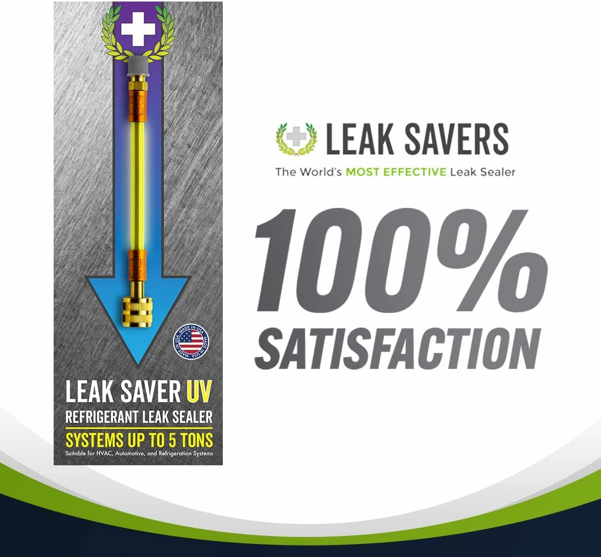 Leak Saver Direct Inject UV - Refrigerant Leak Sealer with Added UV Dye to Detect Large Leaks - for AC, Refrigeration, and Automotive Systems Up to 5 Tons - Compatible with All Refrigerants