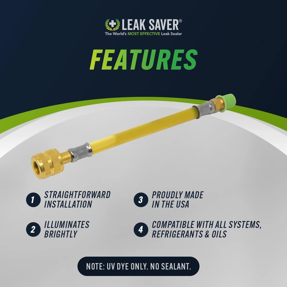 Leak Saver UV Dye, 3 Pack (Dye Only, No Sealant) UV Refrigerant Leak Detection Dye for Automotive, Home, Commercial, and Marine Air Conditioner and Refrigeration Systems up to 5 Tons - Made in the USA