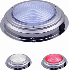 LED Boat Dome Light, Dual Color 12V RV Boat Interior Lights with Toggle Switch, 7 in Stainless Housing White & Red LED Downlight for Home Truck RV Trailer Boat Aircraft Interior
