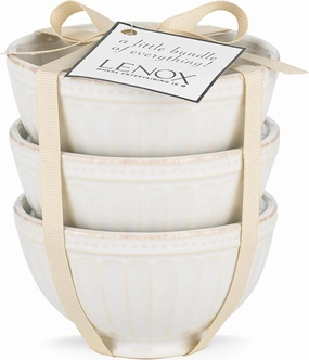Lenox (858037 ) French Perle Groove Bowls (Set of 3), Mini, White