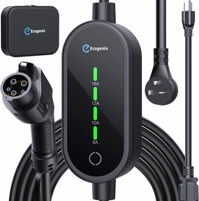 Level 1 EV Charger, 2025 Upgraded 16A Electric Car Mobile Charger | Adjustable Current | 110V-240V | NEMA 5-15 & NEMA 6-20 Plug | 21ft Cable | Home Portable Charger for All SAE J1772