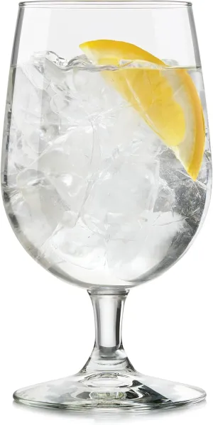 Libbey Entertaining Essentials Stemmed Water Glasses, Clear Multi Purpose Water Goblet Set of 6, Dishwasher Safe 16 oz Goblet Glasses for Parties