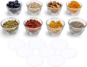 Libbey Small Glass Bowls with Lids, 6.25 ounce, Set of 8, Clear, 3.45-inch Diameter