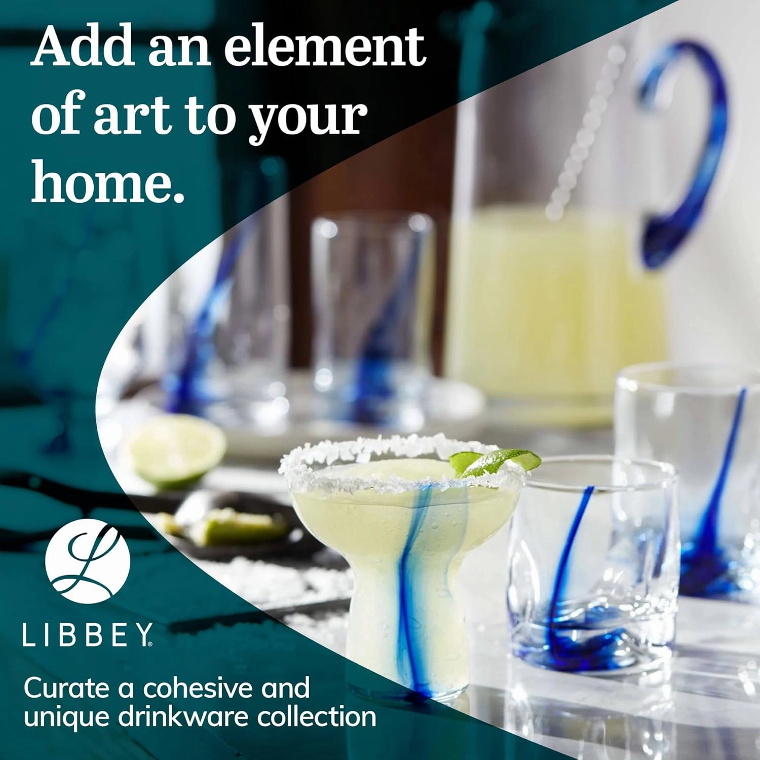 Libbey 99104 Blue Ribbon Tumbler and Rocks Glass Set, (Set of 16 Piece) Drinkware Glasses Set, Clear Dishwasher Safe Rock and Tumbler Glasses Set
