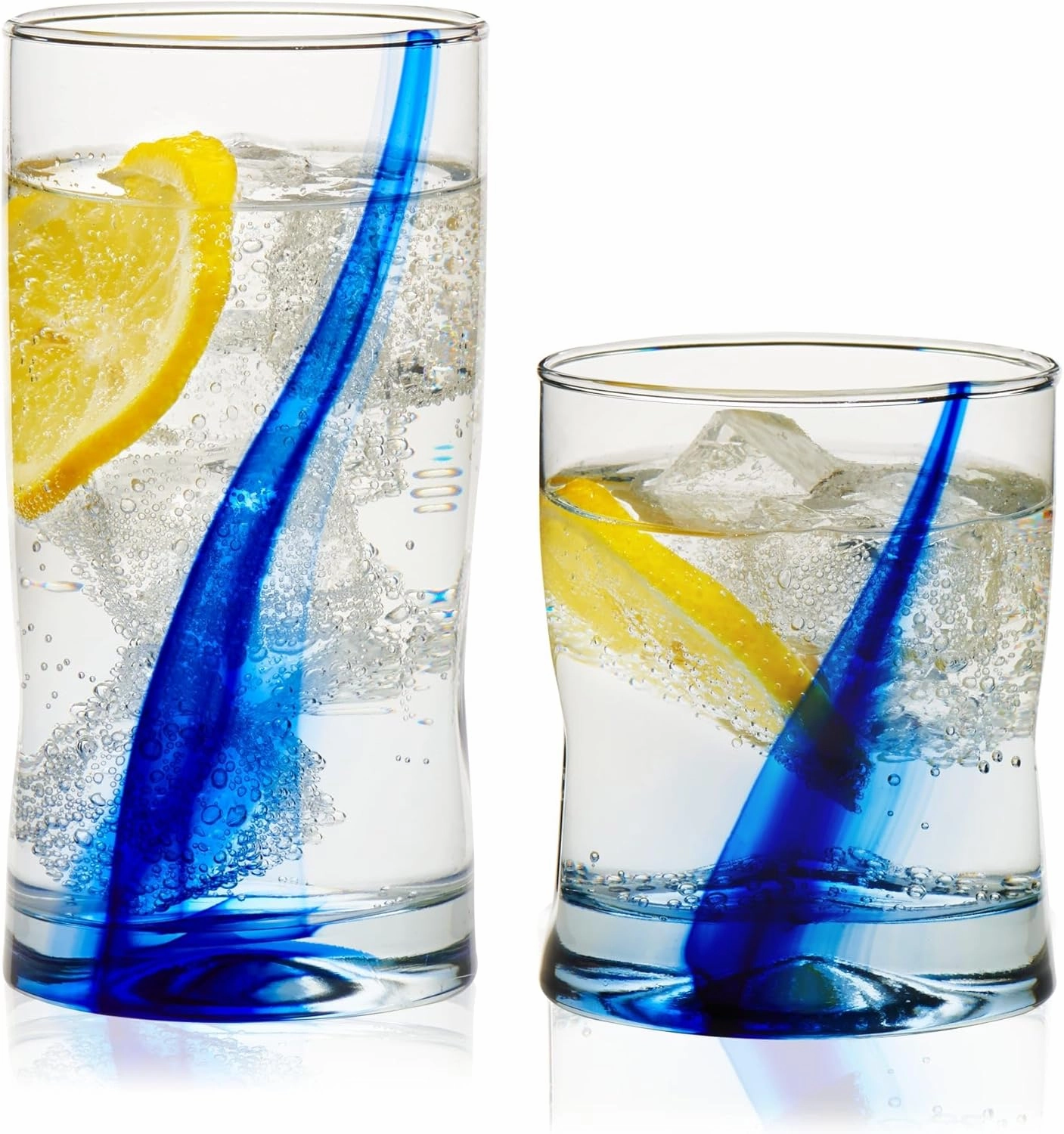 Libbey 99104 Blue Ribbon Tumbler and Rocks Glass Set, (Set of 16 Piece) Drinkware Glasses Set, Clear Dishwasher Safe Rock and Tumbler Glasses Set