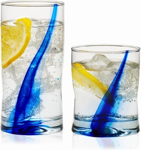 Libbey 99104 Blue Ribbon Tumbler and Rocks Glass Set, (Set of 16 Piece) Drinkware Glasses Set, Clear Dishwasher Safe Rock and Tumbler Glasses Set