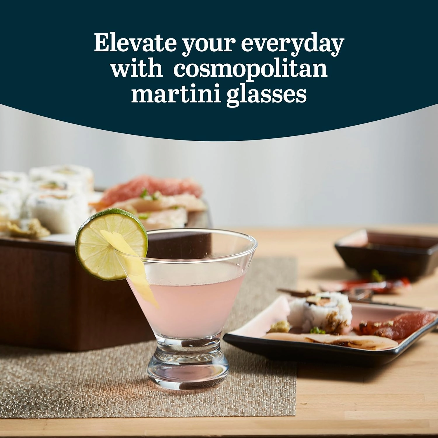 Libbey Cosmopolitan Stemless Martini Glasses, 8.25 Oz Dishwasher Safe Martini Glasses Set of 4, Cocktail Glasses Set for Wedding Registries and More