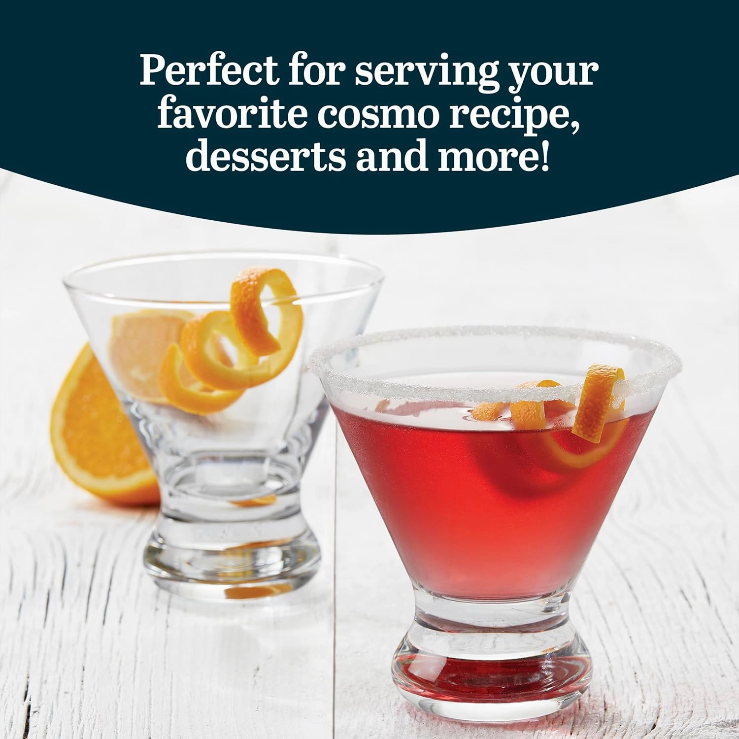 Libbey Cosmopolitan Stemless Martini Glasses, 8.25 Oz Dishwasher Safe Martini Glasses Set of 4, Cocktail Glasses Set for Wedding Registries and More