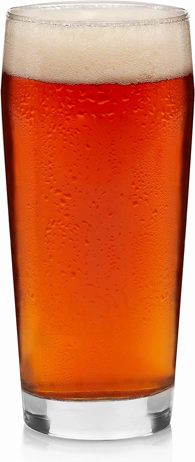 Libbey Craft Brews Craft Pub Glasses Set, Elegant, Curvy Style Beer Glasses Set of 4, Dishwasher Safe Pilsner Beer Glasses for Light Beers and Stouts