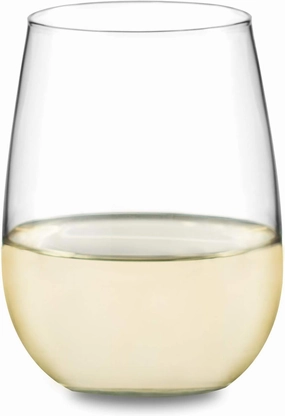 Libbey Vina White Wine Glasses Set of 4, 17 Oz Elegant Fancy Glasses Drinking Set, Slender, Narrow Rim Stemless Wine Glasses for Everyday Use